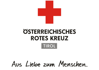Das Logo des Roten Kreuzes Landesverband Tirol Slogan Aus Liebe zum Menschen unten